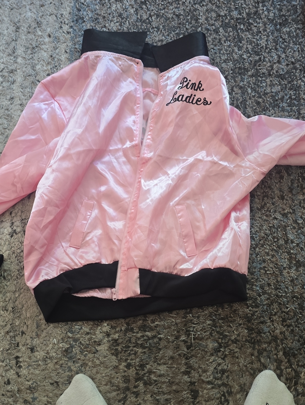 Pink Ladies Satin Bomber Jacket -